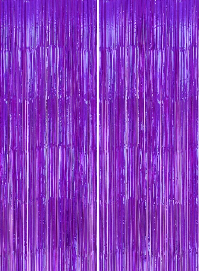 1iAM Purple Foil Curtains for Decoration Shimmer Backdrop Pack of 2 Pieces 3x6ft Each for Birthday, Anniversary, Haldi, Mehndi, Halloween, Bachelorette, Groom to Be, Party Decoration - Image 1